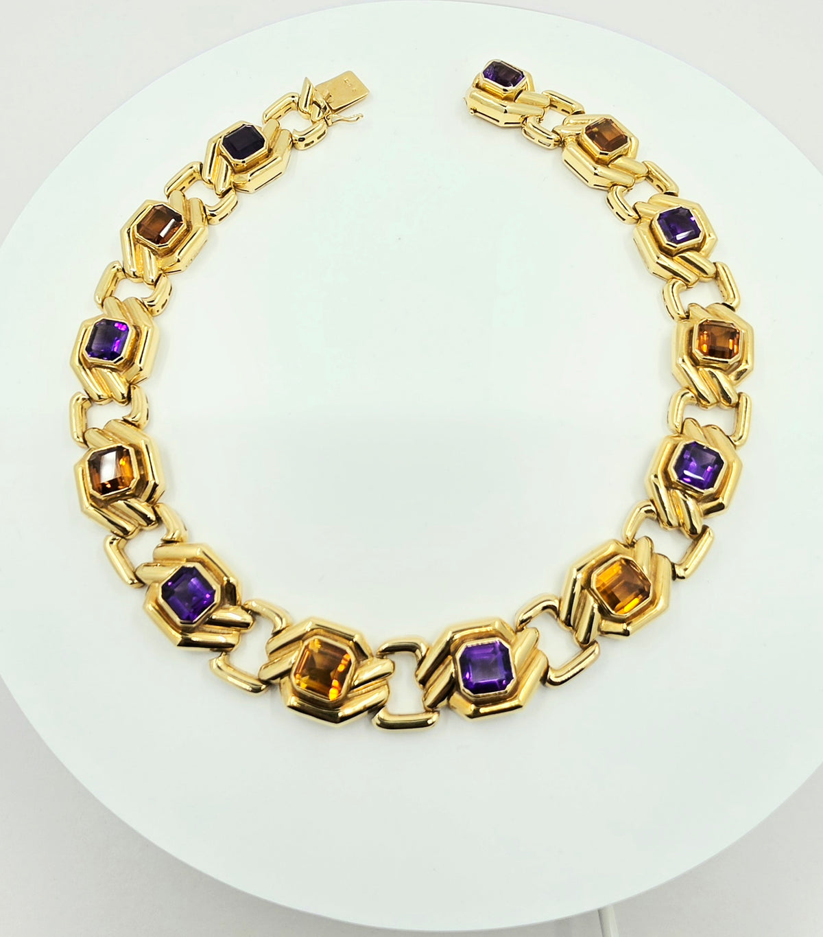 18K Yellow Gold Amethyst & Citrine Choker Necklace