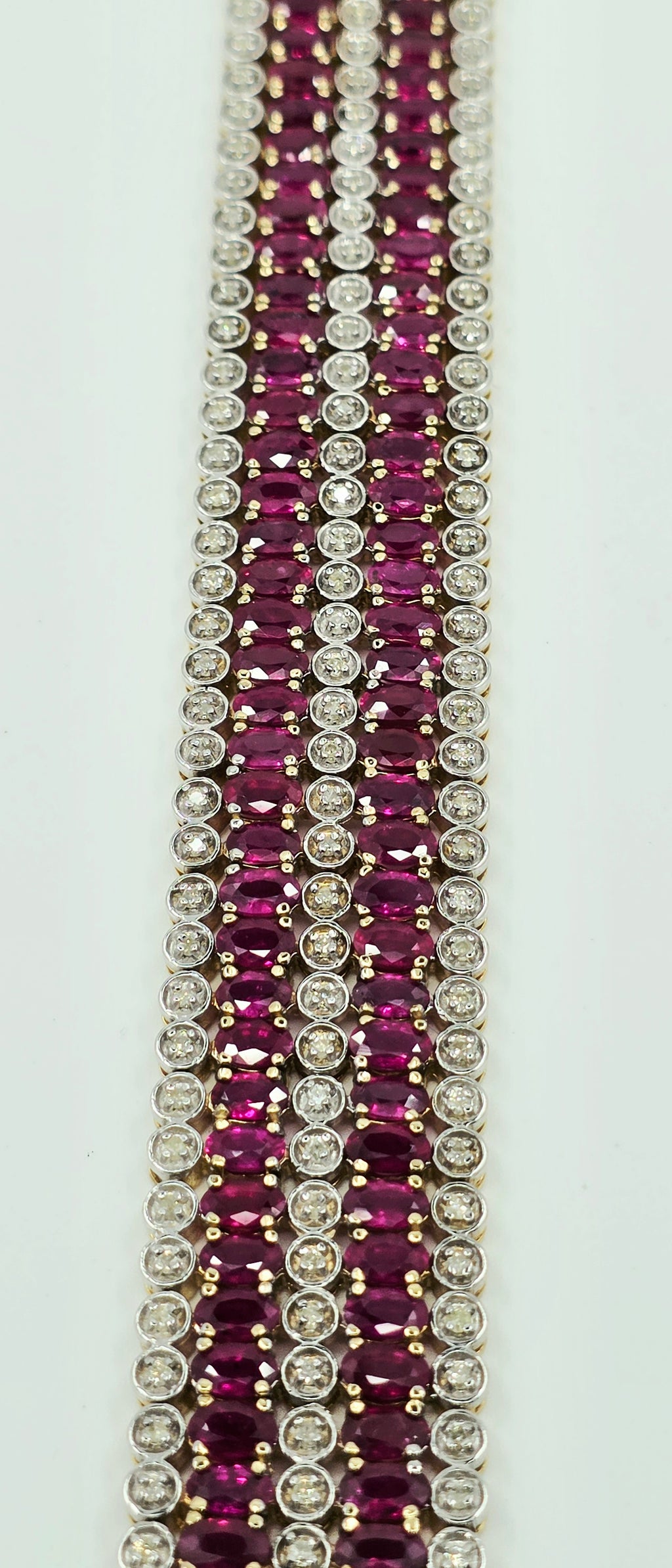 14K Yellow Gold Natural Ruby & Diamond Bracelet – 33.37 CTW