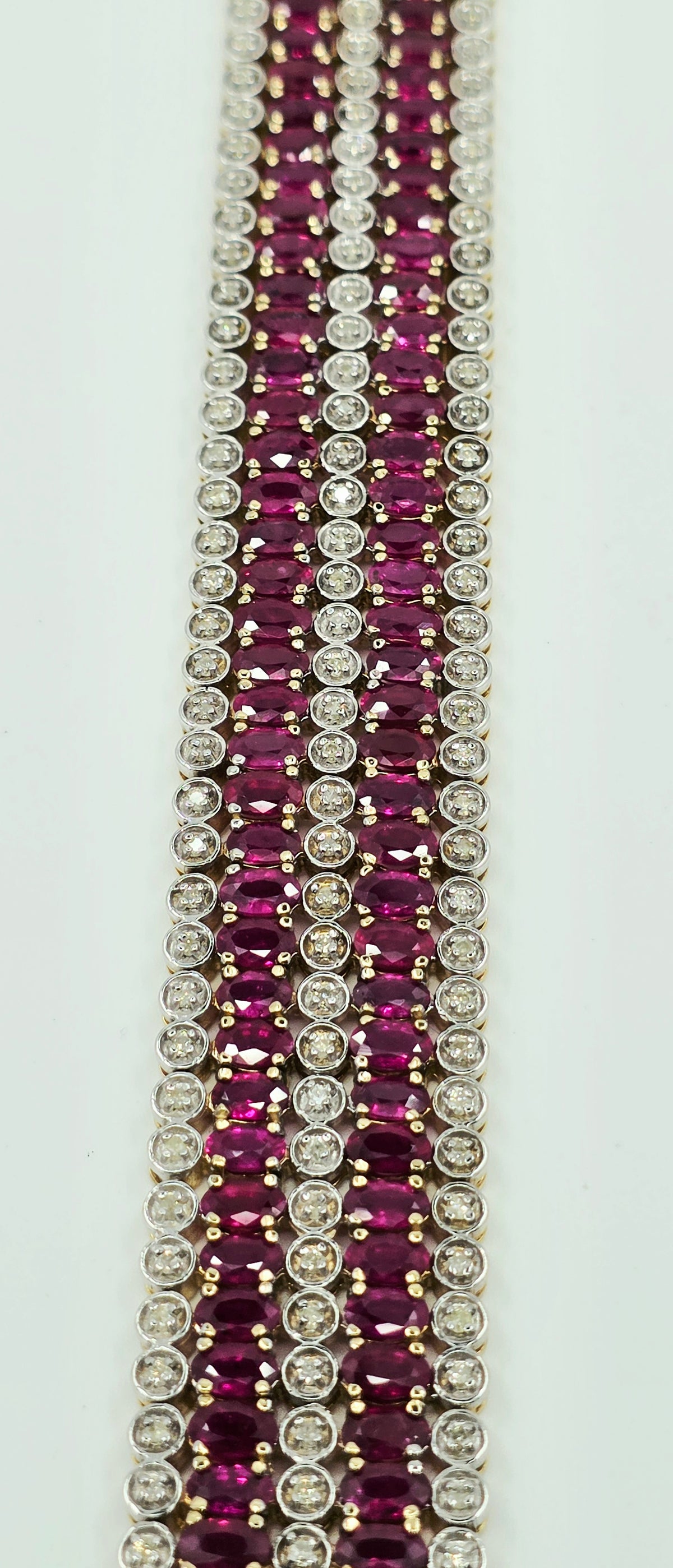 14K Yellow Gold Natural Ruby & Diamond Bracelet – 33.37 CTW