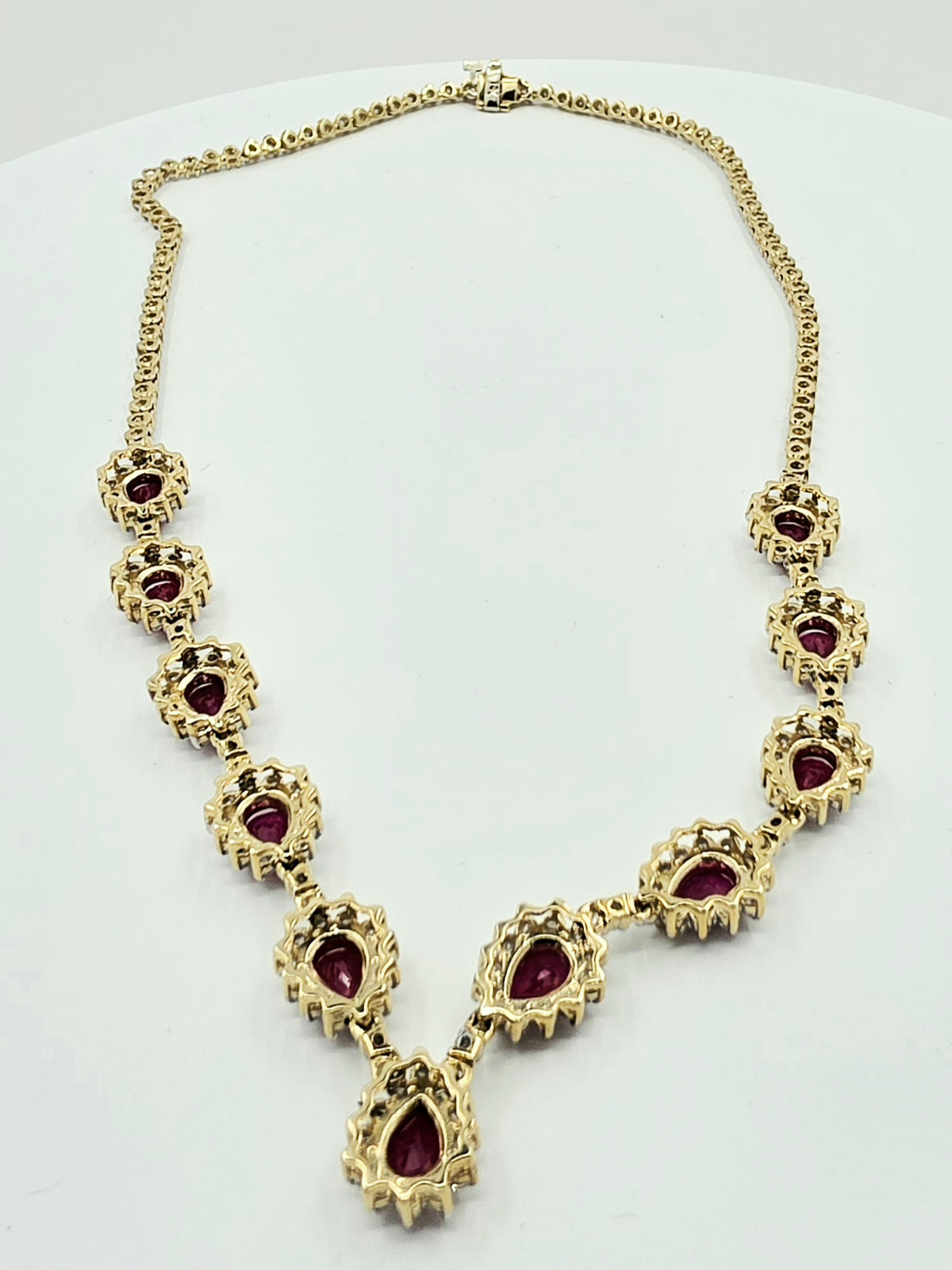 14K Yellow Gold Natural Ruby & Diamond Necklace