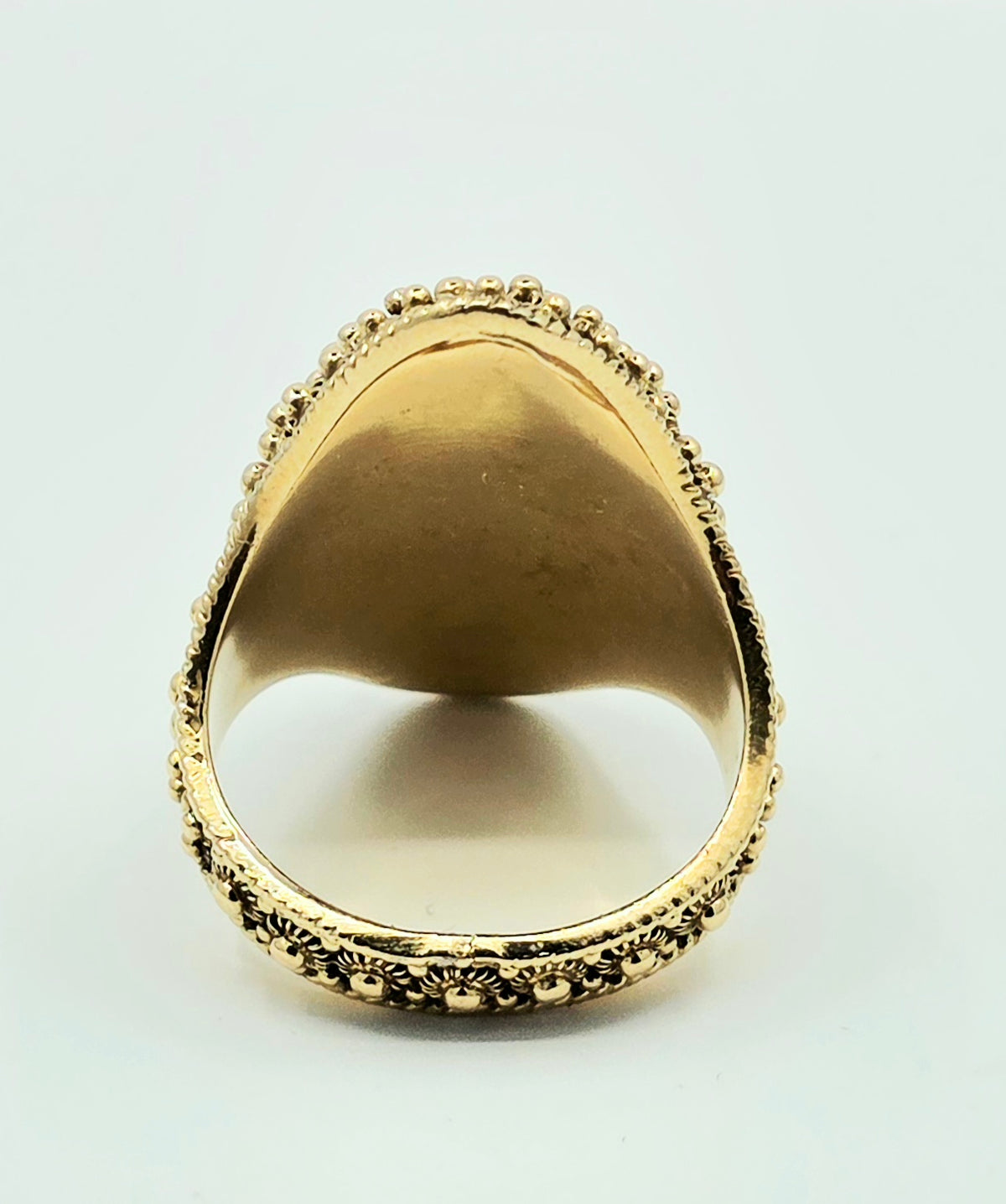 Vintage 18K Yellow Gold & Blue Enamel Statement Ring