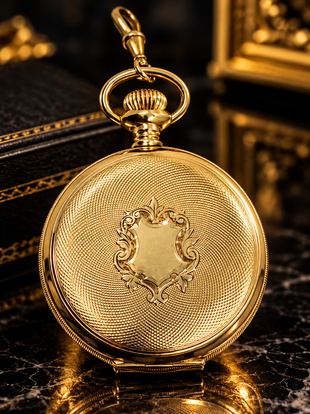 Elgin antique gold pocket watch case promotional photograph